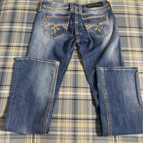 Rock Revival Blake Easy Boot Jeans Whiskered Buckle - Picture 6 of 10